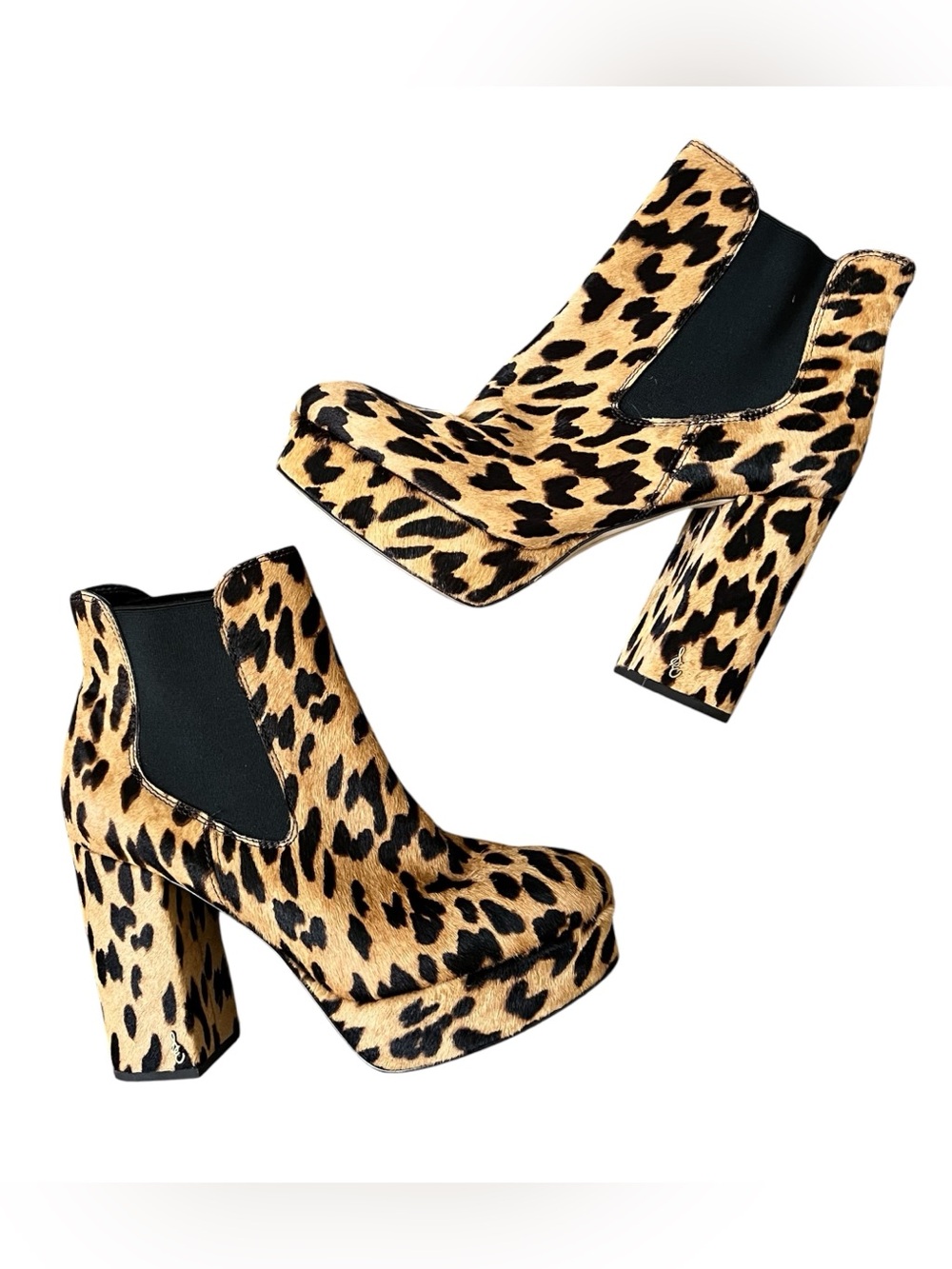 Sam Edelman Leopard Print Platform Ankle Boots Size 9.5 EUC